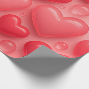 Roze & Rode Harten Bubble Patroon Cadeaupapier