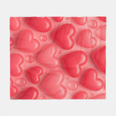 Roze & Rode Harten Bubble Patroon Fleece Deken (Voorkant (Horizontaal))