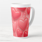 Roze & Rode Harten Bubble Patroon Latte Mok (Rechterhoek)