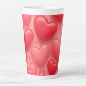 Roze & Rode Harten Bubble Patroon Latte Mok (Voorkant)
