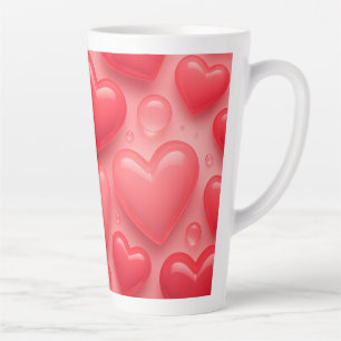 Roze & Rode Harten Bubble Patroon Latte Mok