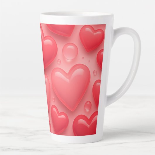 Roze & Rode Harten Bubble Patroon Latte Mok (Rechts)
