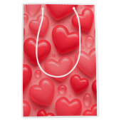 Roze & Rode Harten Bubble Patroon Medium Cadeauzakje (Voorkant)