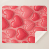 Roze & Rode Harten Bubble Patroon Sherpa Deken (Voorkant (horizontaal))
