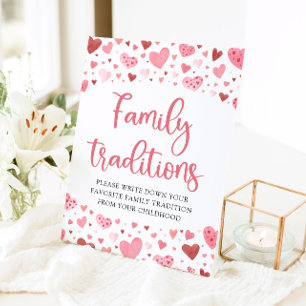 Roze rode harten familie tradities Baby shower tek Reclamebord Met Voetstuk