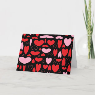 Roze & Rode Harten Feestdagen Kaart