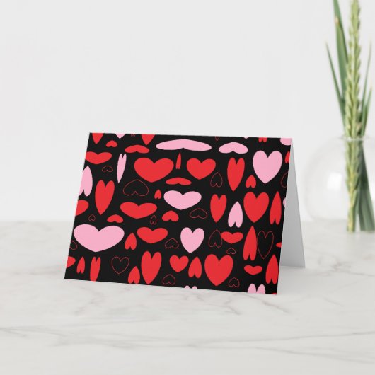 Roze & Rode Harten Feestdagen Kaart (Voorkant)