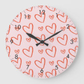 Roze & rode harten grote klok (Voorkant)