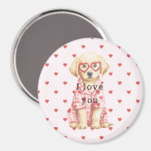 Roze Rode Harten Hond Liefde Magneet (Voorkant / Achterkant)