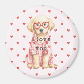 Roze Rode Harten Hond Liefde Magneet (Voorkant)
