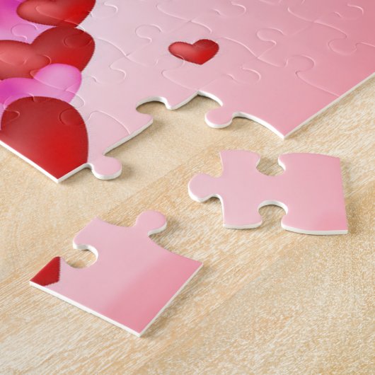Roze rode harten Jigzaag Puzzle Legpuzzel (Zijkant)