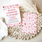 Roze Rode Harten Kleine Liefje Eerste Verjaardag Kaart