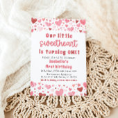 Roze Rode Harten Kleine Liefje Eerste Verjaardag Kaart