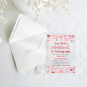 Roze Rode Harten Kleine Zoetje Eerste Verjaardag Acryl Uitnodigingen