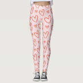 Roze & rode harten leggings (Voorkant)