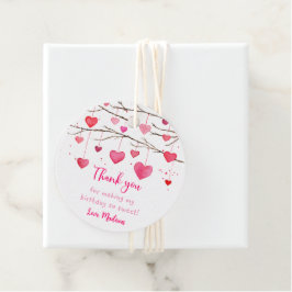 Roze rode harten lieverd verjaardag bedankjes labels