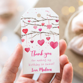 Roze rode harten lieverd verjaardag cadeaulabel