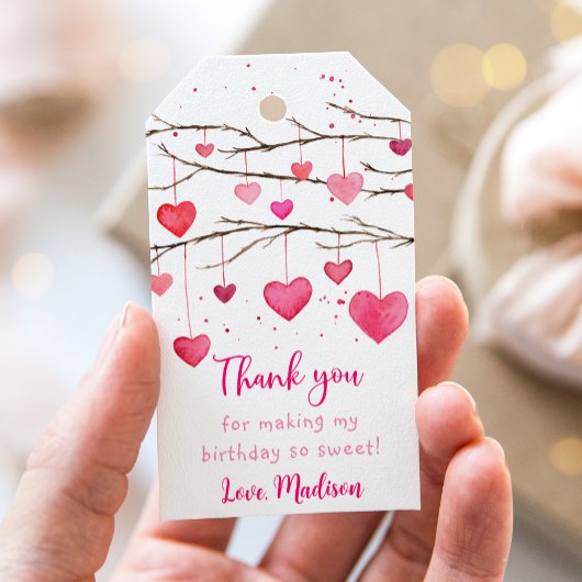 Roze rode harten lieverd verjaardag cadeaulabel