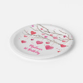 Roze rode harten lieverd verjaardag papieren bordje (Gekanteld)