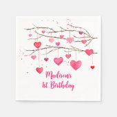 Roze rode harten lieverd verjaardag servet (Voorkant)