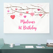 Roze rode harten lieverd verjaardag spandoek (Beurs)