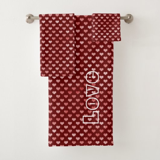 Roze rode harten Ombre Bad Handdoek (Insitu)