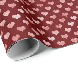 Roze rode harten Ombre Cadeaupapier