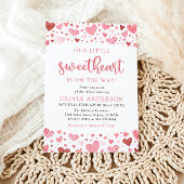 Roze Rode Harten Onze Kleine Liefje Baby shower Kaart