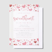 Roze Rode Harten Onze Kleine Liefje Baby Shower Vellum Uitnodigingen (Offset)