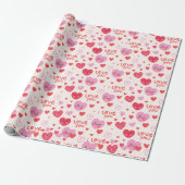  roze rode harten patroon cadeaupapier (Uitgerold)