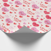  roze rode harten patroon cadeaupapier (Hoek)