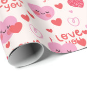  roze rode harten patroon cadeaupapier (Rol Hoek)