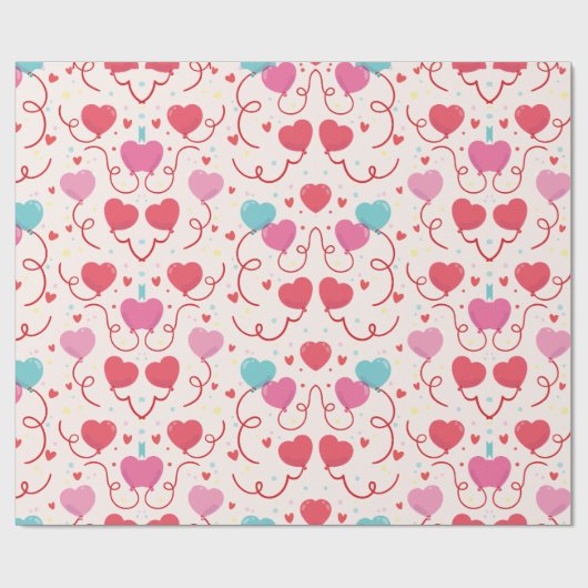 roze rode harten patroon cadeaupapier (Vlak)