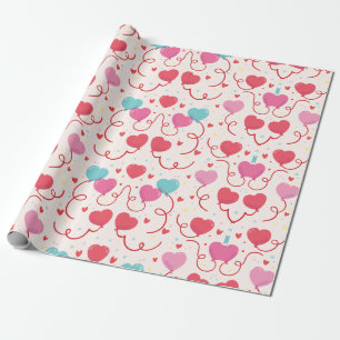 roze rode harten patroon cadeaupapier