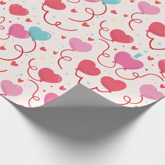  roze rode harten patroon cadeaupapier (Hoek)