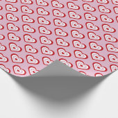 Roze rode harten patroon cadeaupapier (Hoek)
