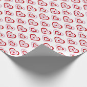 Roze rode harten patroon cadeaupapier (Hoek)