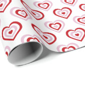 Roze rode harten patroon cadeaupapier (Rol Hoek)
