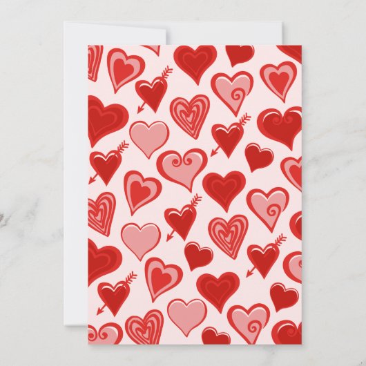 Roze Rode Harten Patroon Eenvoudige 34e verjaardag Kaart (Achterkant)