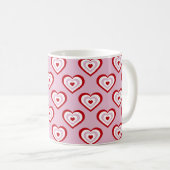 Roze rode harten patroon koffiemok (Voorkant rechts)