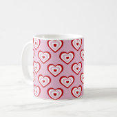 Roze rode harten patroon koffiemok (Voorkant links)