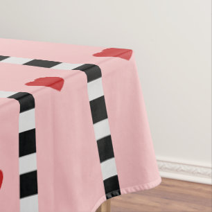 Roze & Rode Harten Schachbrett Streep Tafelkleed
