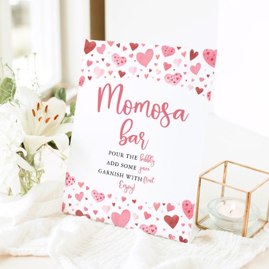 Roze Rode Harten Valentijn Baby shower Momosa Bar Reclamebord Met Voetstuk