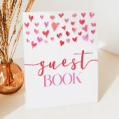 Roze Rode Harten Valentijn Gastenboek Feestbord Reclamebord Met Voetstuk