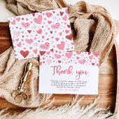 Roze Rode Harten Valentijn Sweetheart Baby shower Bedankkaart