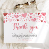 Roze Rode Harten Valentijn Sweetheart Baby shower Bedankkaart