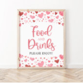 Roze Rode Harten Valentijn Voedsel en Drinken Teke Poster