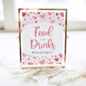 Roze Rode Harten Valentijn Voedsel en Drinken Teke Poster