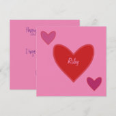 Roze & Rode Harten Valentijn's Day Kaart (Voorkant / Achterkant)