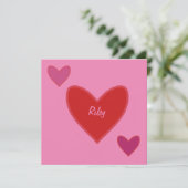 Roze & Rode Harten Valentijn's Day Kaart (Staand voorkant)